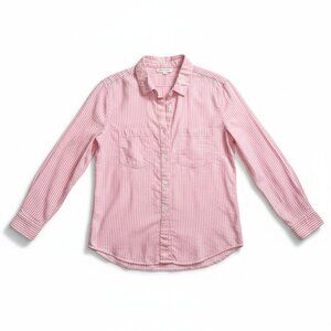 BeachLunchLounge Pink Stripe Button Down Shirt Medium Coastal